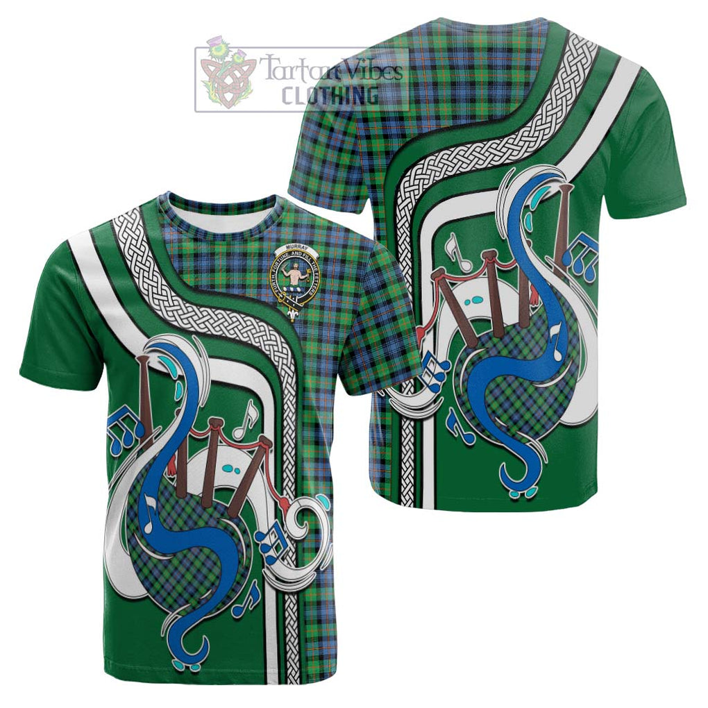 Tartan Vibes Clothing Murray of Atholl Ancient Tartan Cotton T-shirt with Epic Bagpipe Style