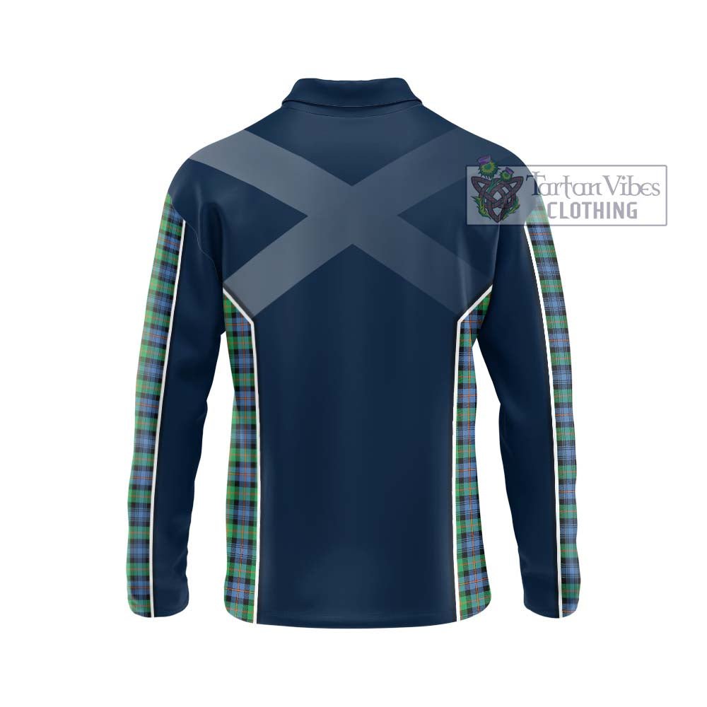 Murray of Atholl Ancient Tartan Long Sleeve Polo Shirt with Family Crest and Lion Rampant Vibes Sport Style - Tartan Vibes Clothing