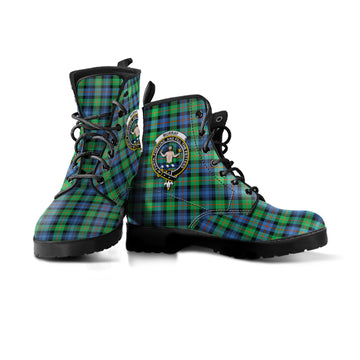 Murray of Atholl Ancient Tartan Leather Boots with Family Crest