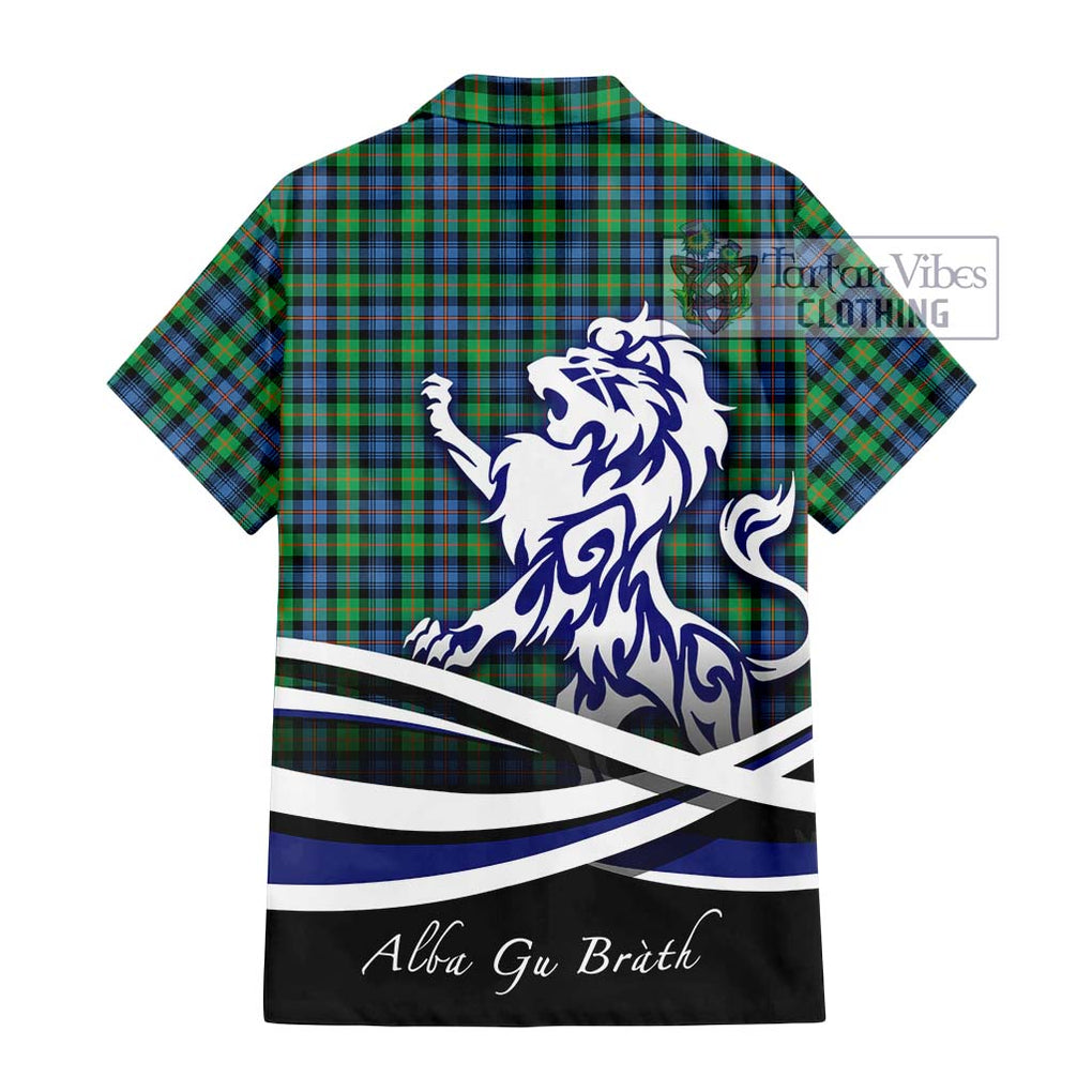 Murray of Atholl Ancient Tartan Short Sleeve Button Shirt with Alba Gu Brath Regal Lion Emblem - Tartanvibesclothing Shop