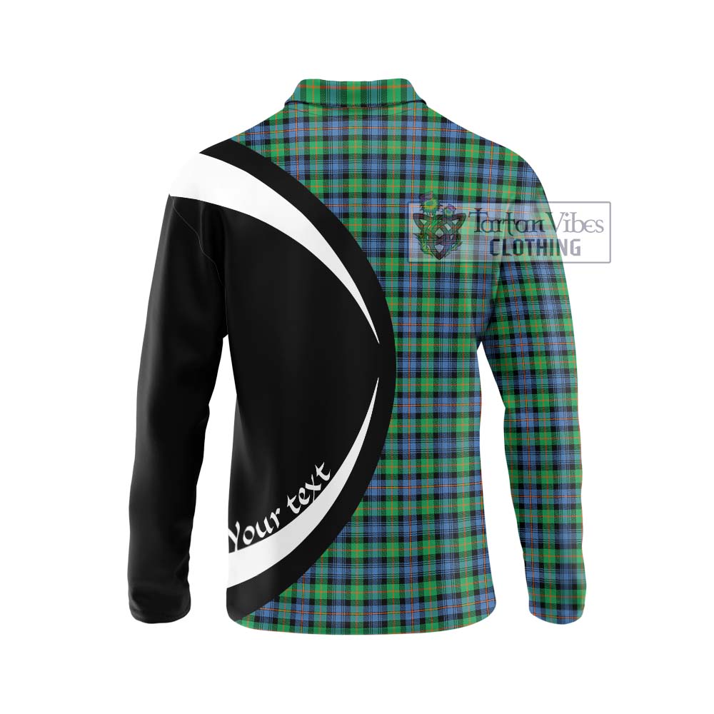 Murray of Atholl Ancient Tartan Long Sleeve Polo Shirt with Family Crest Circle Style - Tartan Vibes Clothing