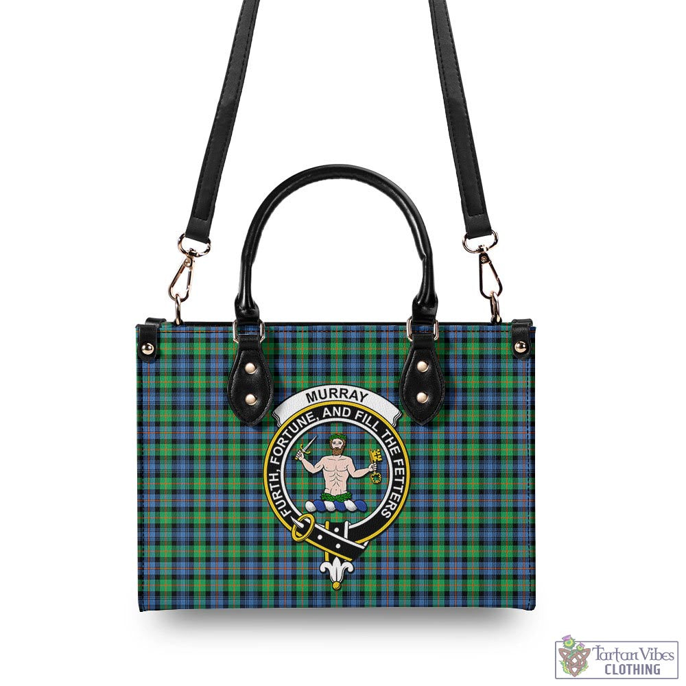 Tartan Vibes Clothing Murray of Atholl Ancient Tartan Luxury Leather Handbags with Family Crest