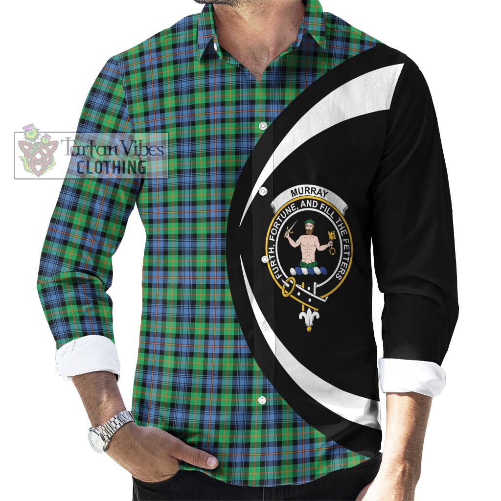 Murray of Atholl Ancient Tartan Long Sleeve Button Up with Family Crest Circle Style - Tartan Vibes Clothing