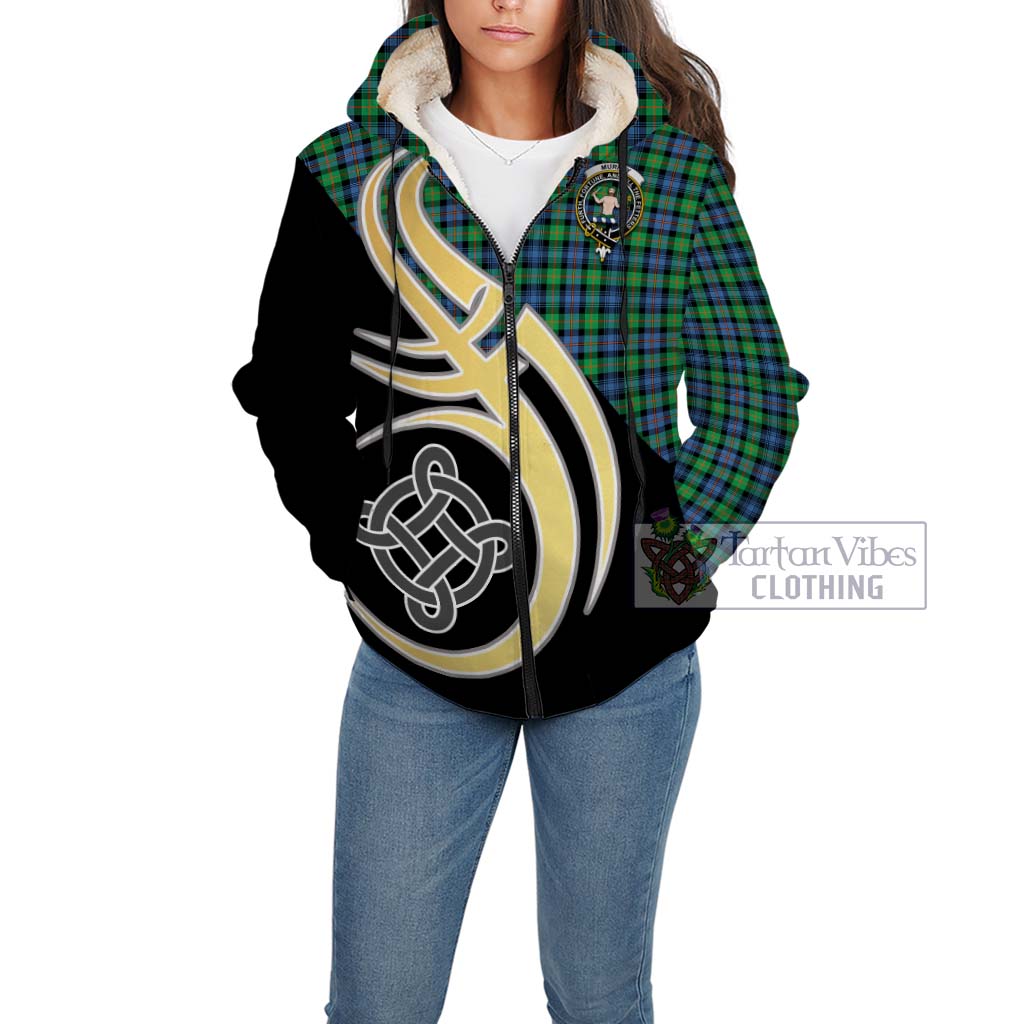 Murray of Atholl Ancient Tartan Sherpa Hoodie with Family Crest and Celtic Symbol Style Unisex - Tartan Vibes Clothing