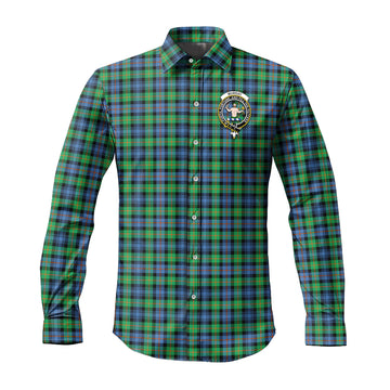 Murray of Atholl Ancient Tartan Long Sleeve Button Up Shirt with Family Crest