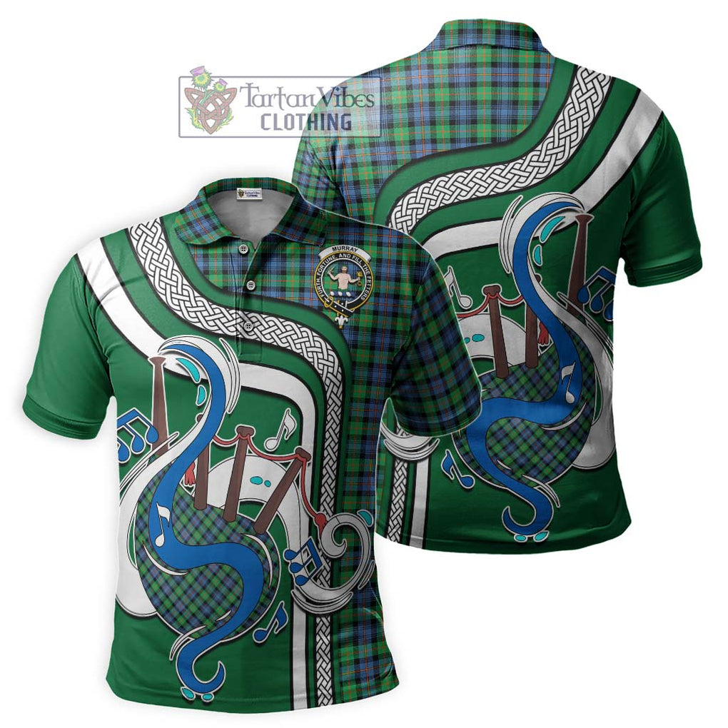 Tartan Vibes Clothing Murray of Atholl Ancient Tartan Polo Shirt with Epic Bagpipe Style