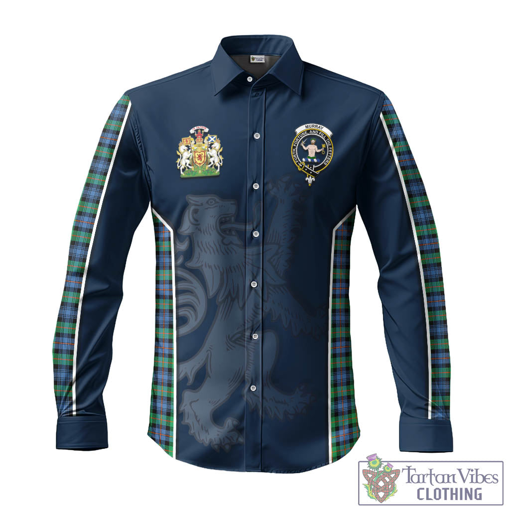 Tartan Vibes Clothing Murray of Atholl Ancient Tartan Long Sleeve Button Up Shirt with Family Crest and Lion Rampant Vibes Sport Style