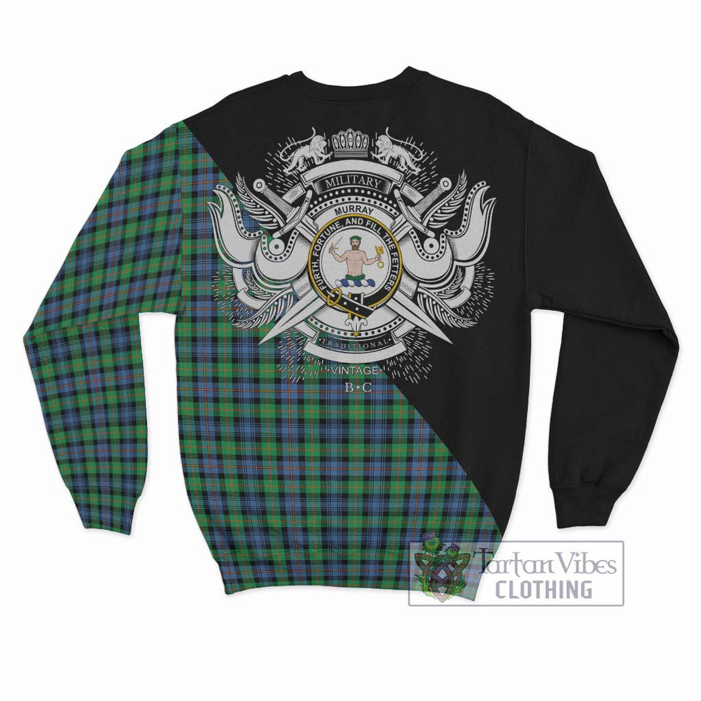 Murray of Atholl Ancient Tartan Sweatshirt with Family Crest and Military Logo Style - Tartanvibesclothing Shop