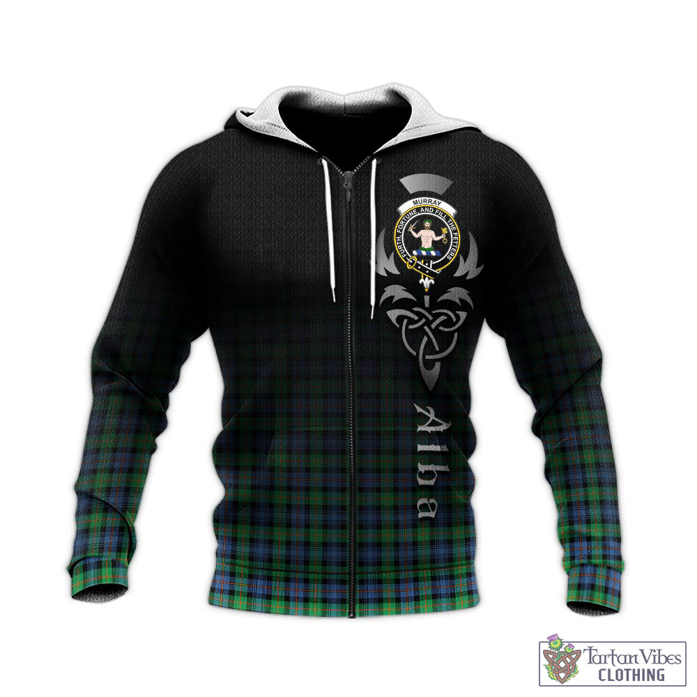 Tartan Vibes Clothing Murray of Atholl Ancient Tartan Knitted Hoodie Featuring Alba Gu Brath Family Crest Celtic Inspired