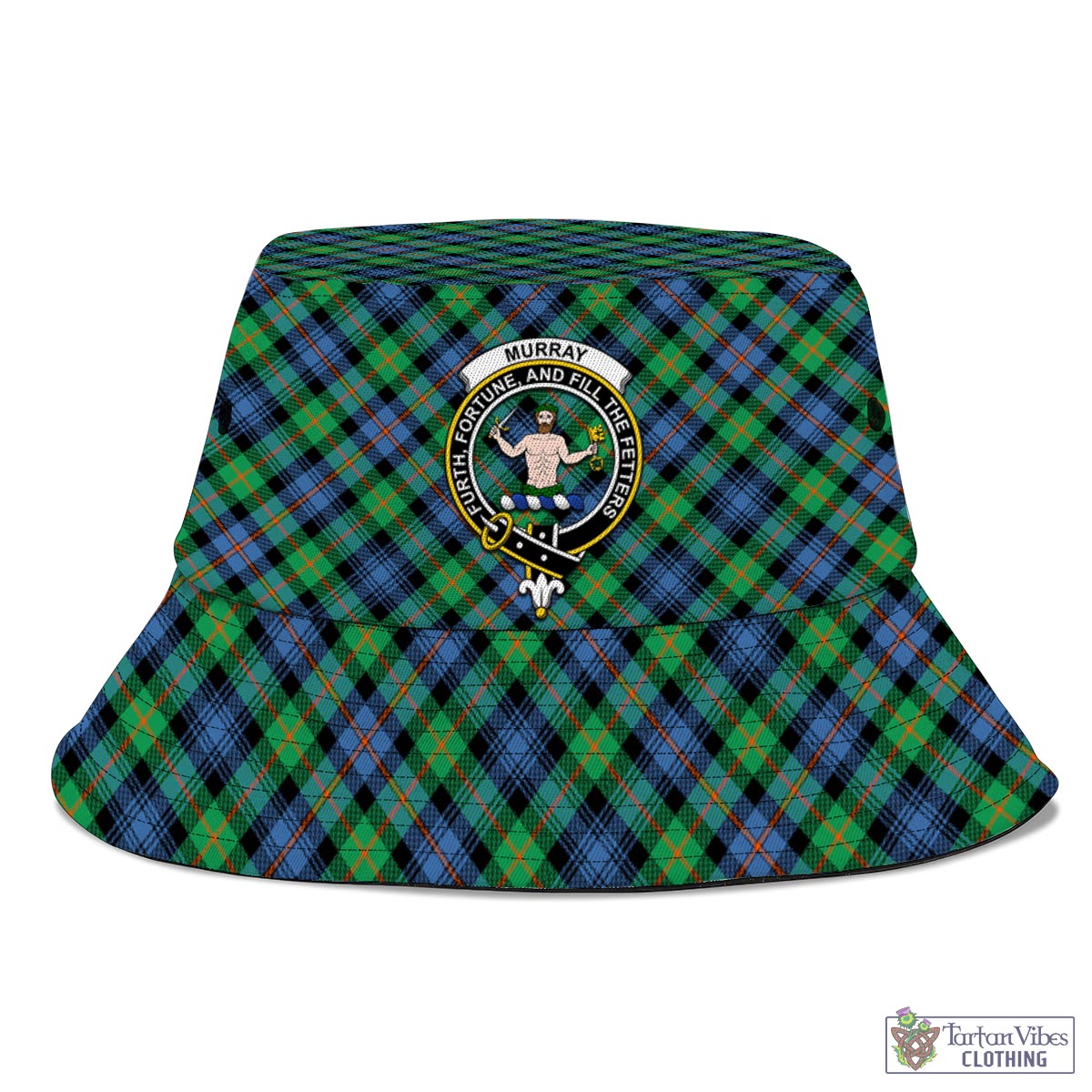 Tartan Vibes Clothing Murray of Atholl Ancient Tartan Bucket Hat with Family Crest