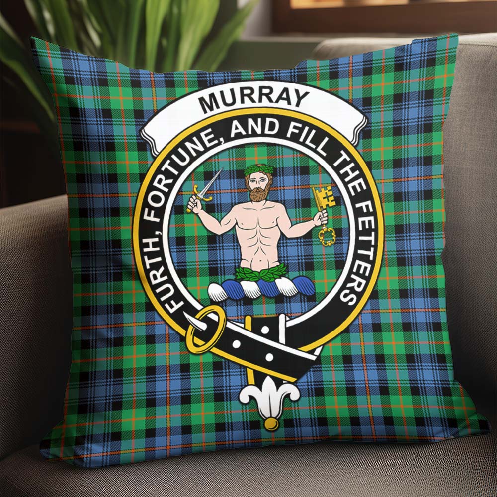 Murray of Atholl Ancient Tartan Pillow Cover with Family Crest - Tartanvibesclothing