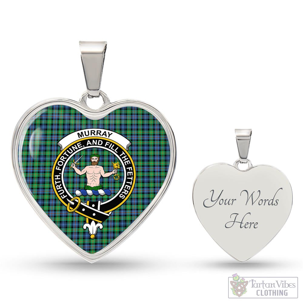 Tartan Vibes Clothing Murray of Atholl Ancient Tartan Heart Necklace with Family Crest