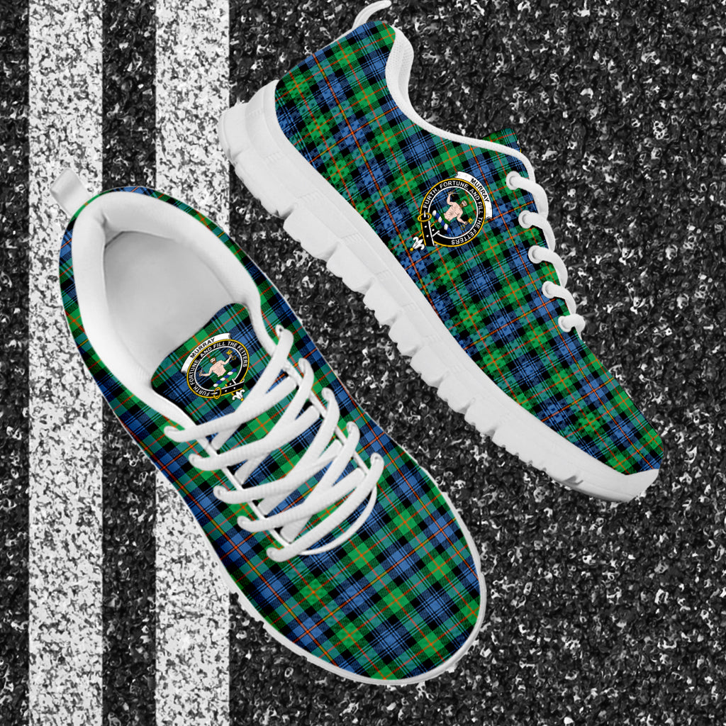 Murray of Atholl Ancient Tartan Sneakers with Family Crest - Tartan Vibes Clothing