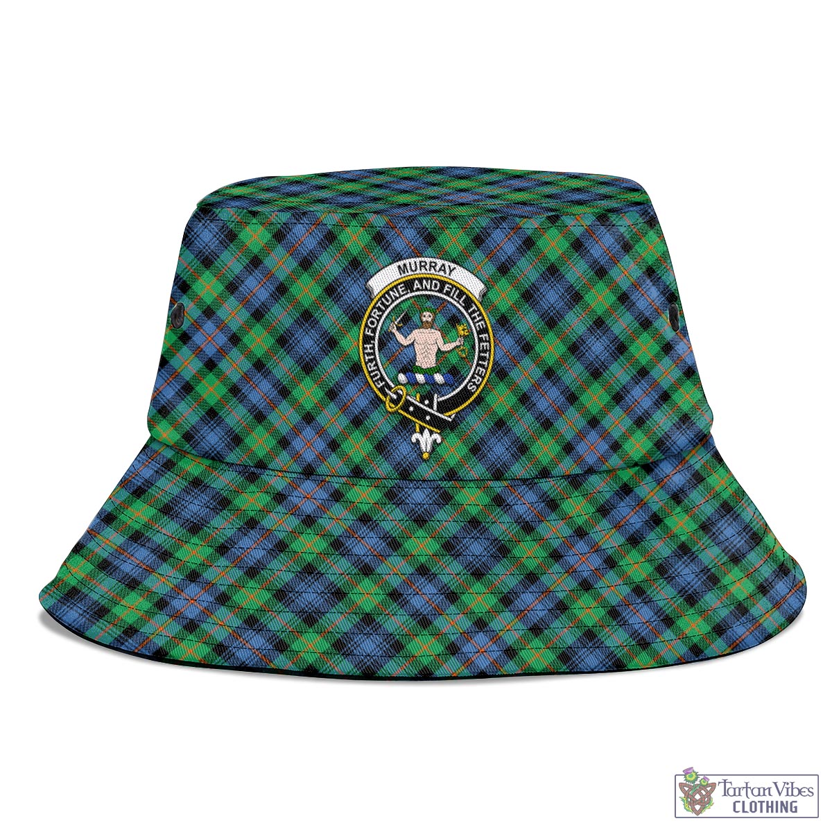 Tartan Vibes Clothing Murray of Atholl Ancient Tartan Bucket Hat with Family Crest