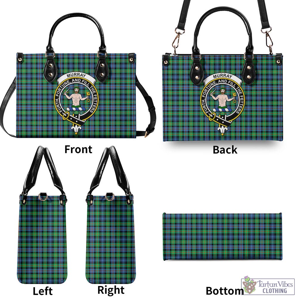 Tartan Vibes Clothing Murray of Atholl Ancient Tartan Luxury Leather Handbags with Family Crest