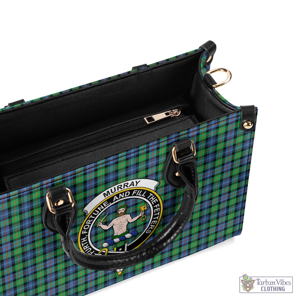 Tartan Vibes Clothing Murray of Atholl Ancient Tartan Luxury Leather Handbags with Family Crest