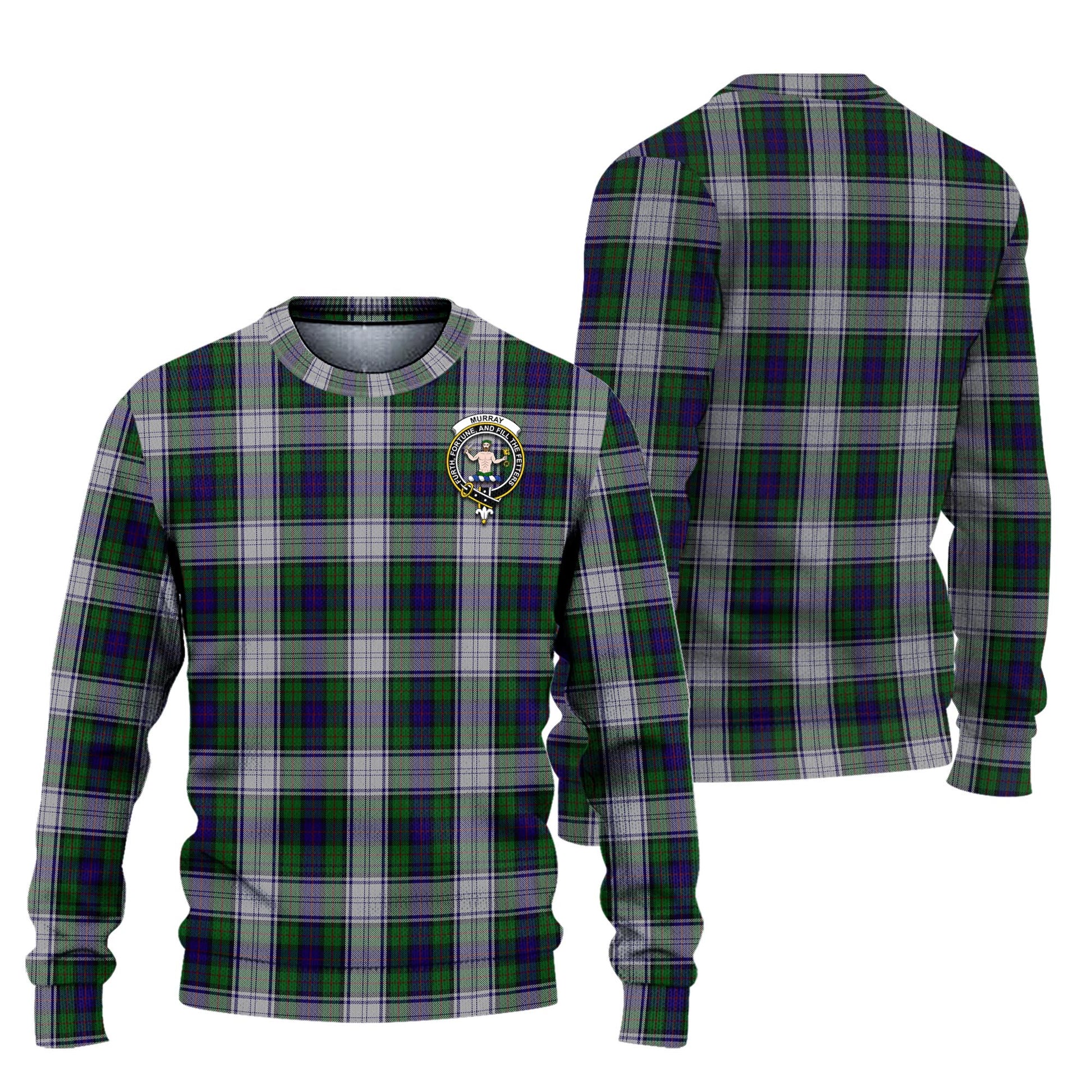 Murray of Atholl Dress Tartan Knitted Sweater with Family Crest Unisex - Tartanvibesclothing