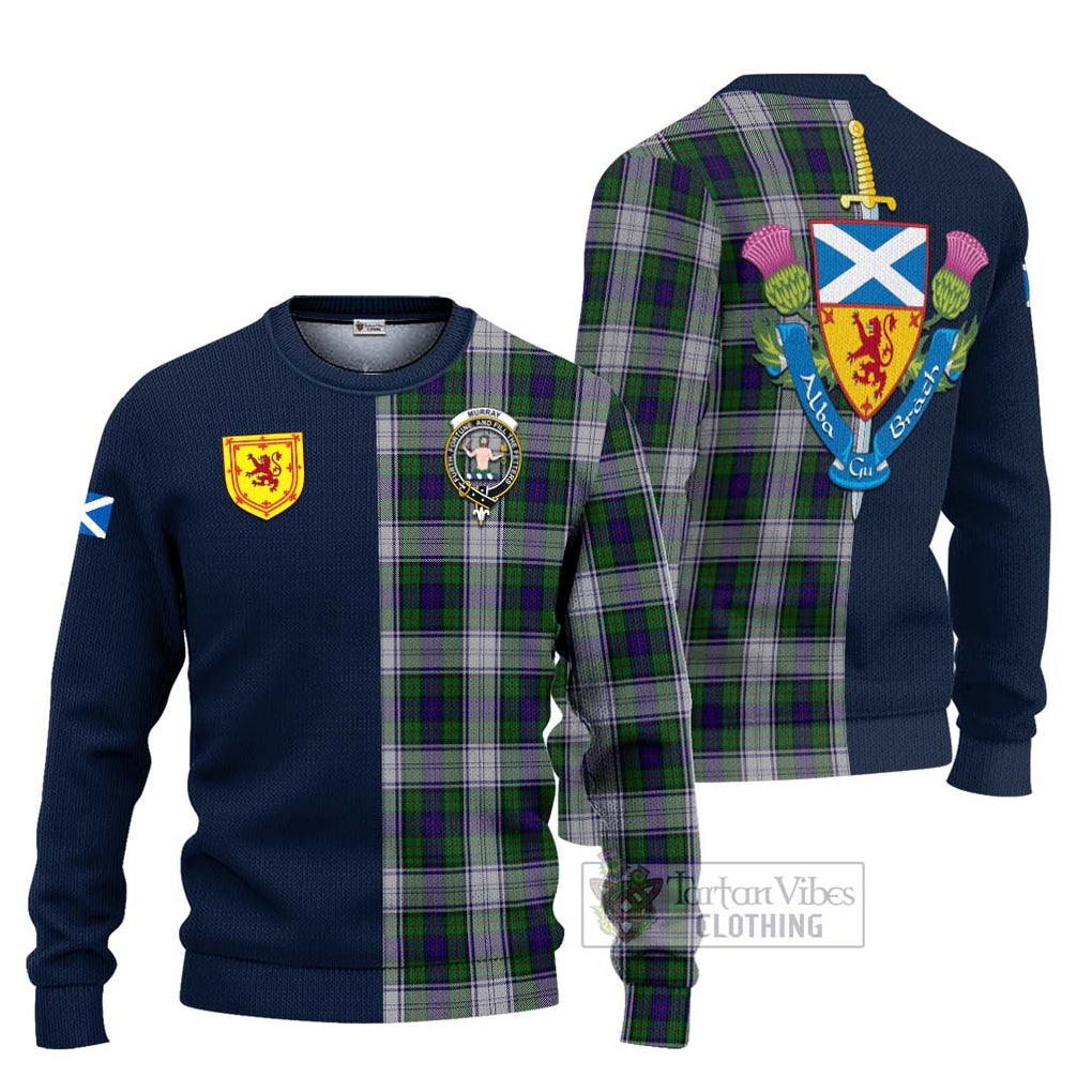 Tartan Vibes Clothing Murray of Atholl Dress Tartan Knitted Sweater with Scottish Lion Royal Arm Half Style