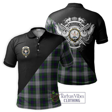 Murray of Atholl Dress Tartan Polo Shirt with Family Crest and Military Logo Style