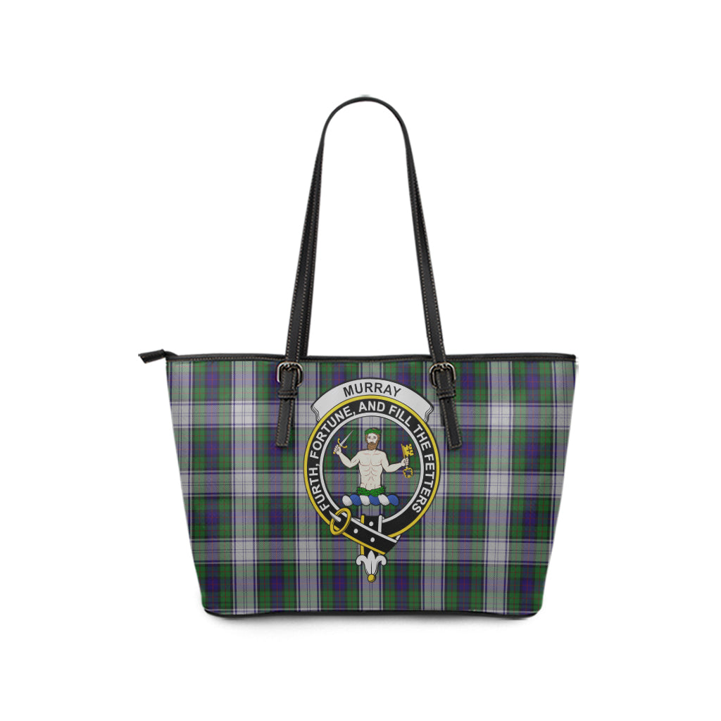 Murray of Atholl Dress Tartan Leather Tote Bag with Family Crest - Tartan Vibes Clothing