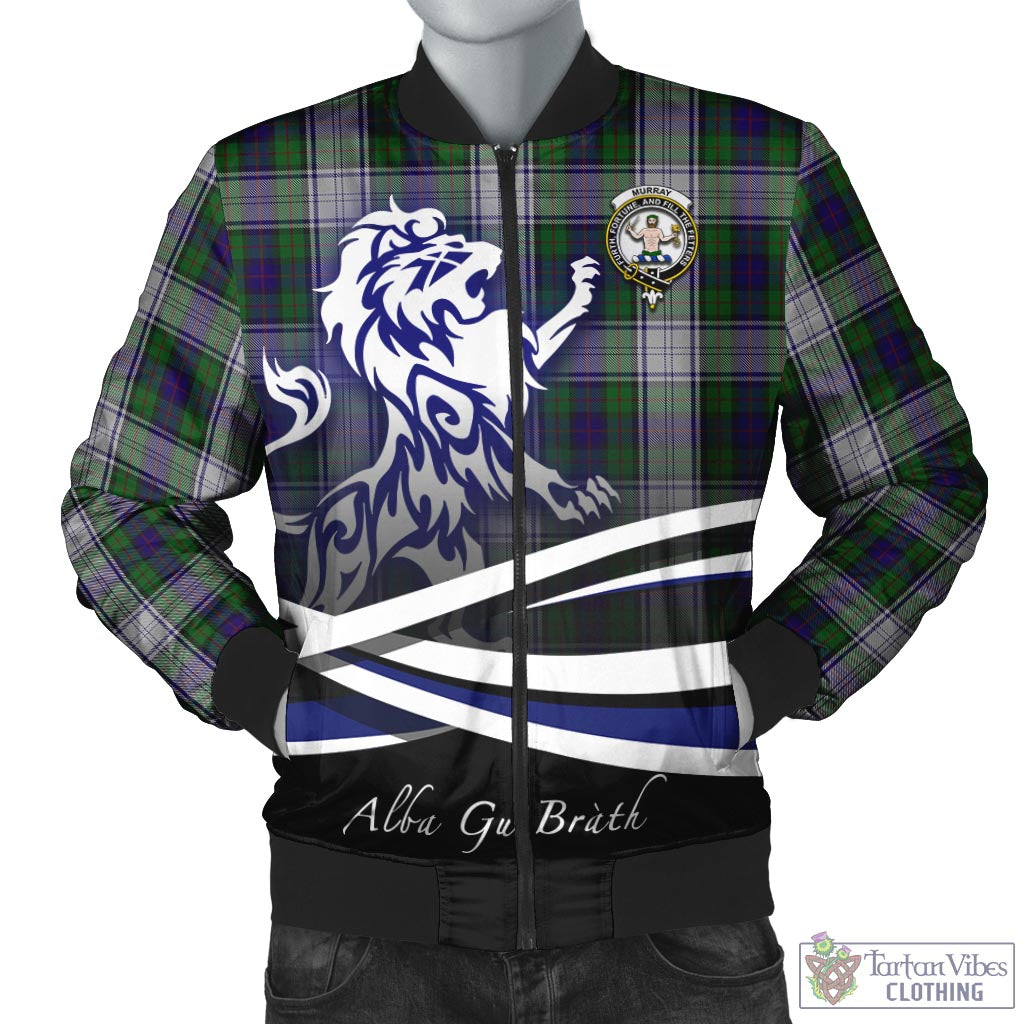 Tartan Vibes Clothing Murray of Atholl Dress Tartan Bomber Jacket with Alba Gu Brath Regal Lion Emblem