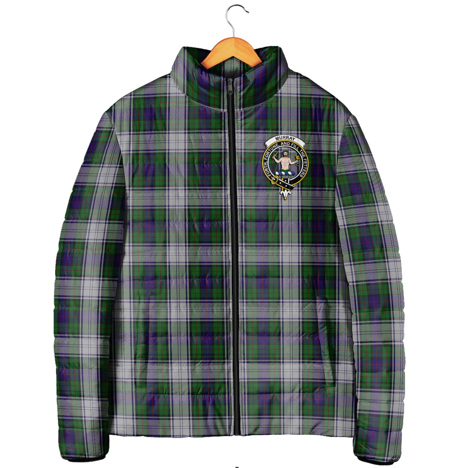 Murray of Atholl Dress Tartan Padded Jacket with Family Crest Men's Padded Jacket - Tartan Vibes Clothing