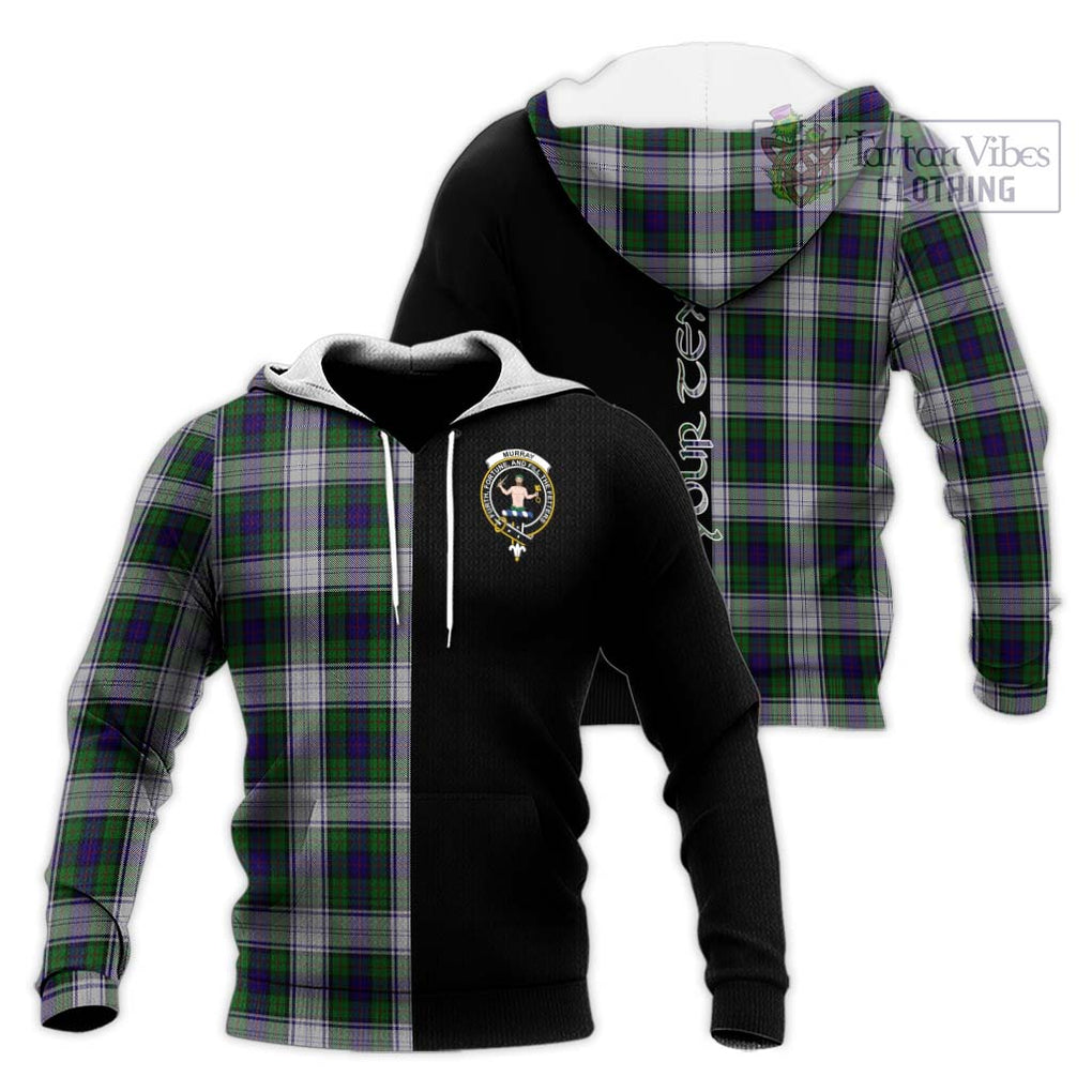 Murray of Atholl Dress Tartan Knitted Hoodie with Family Crest and Half Of Me Style Unisex Knitted Pullover Hoodie - Tartanvibesclothing Shop