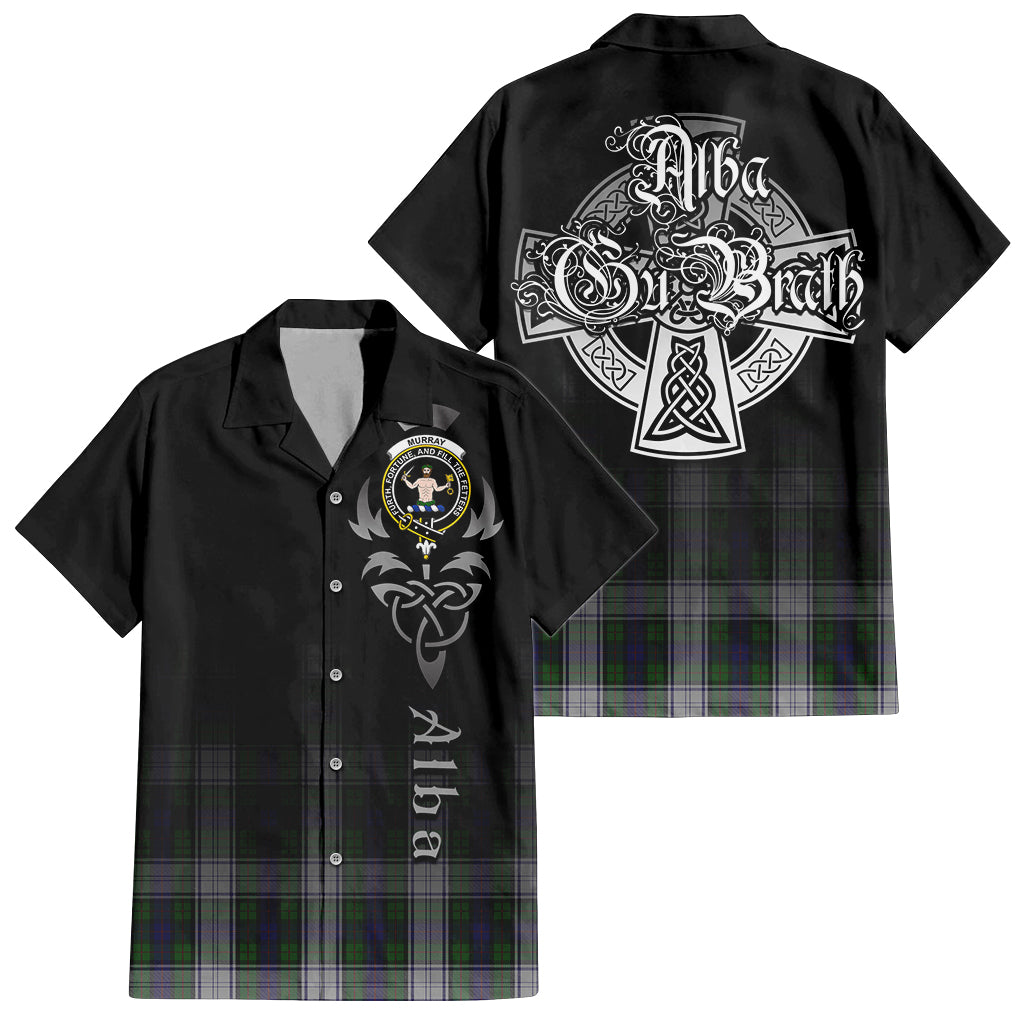 Tartan Vibes Clothing Murray of Atholl Dress Tartan Short Sleeve Button Up Featuring Alba Gu Brath Family Crest Celtic Inspired