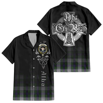 Murray of Atholl Dress Tartan Short Sleeve Button Up Shirt Featuring Alba Gu Brath Family Crest Celtic Inspired