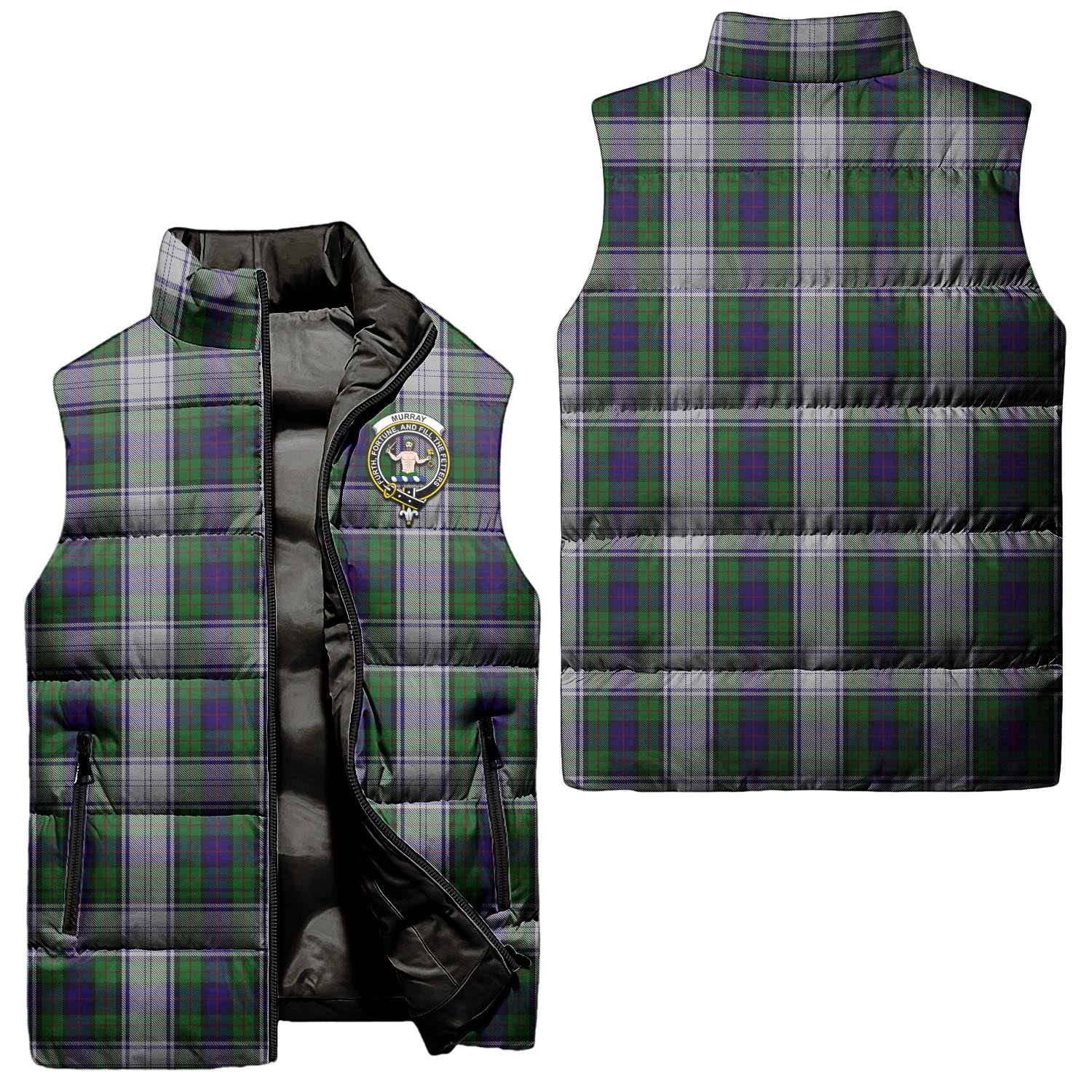 Murray of Atholl Dress Tartan Sleeveless Puffer Jacket with Family Crest Unisex - Tartanvibesclothing