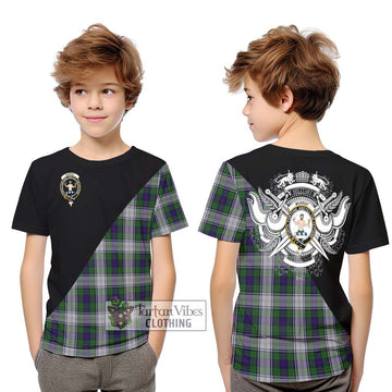 Murray of Atholl Dress Tartan Kid T-Shirt with Family Crest and Military Logo Style