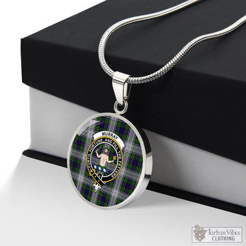 Murray of Atholl Dress Tartan Circle Necklace with Family Crest