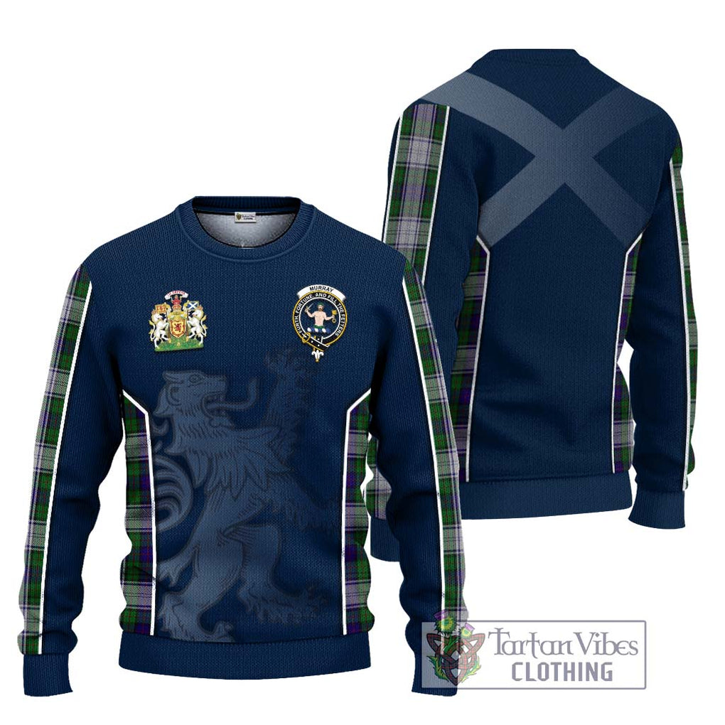 Murray of Atholl Dress Tartan Knitted Sweater with Family Crest and Lion Rampant Vibes Sport Style Unisex - Tartan Vibes Clothing