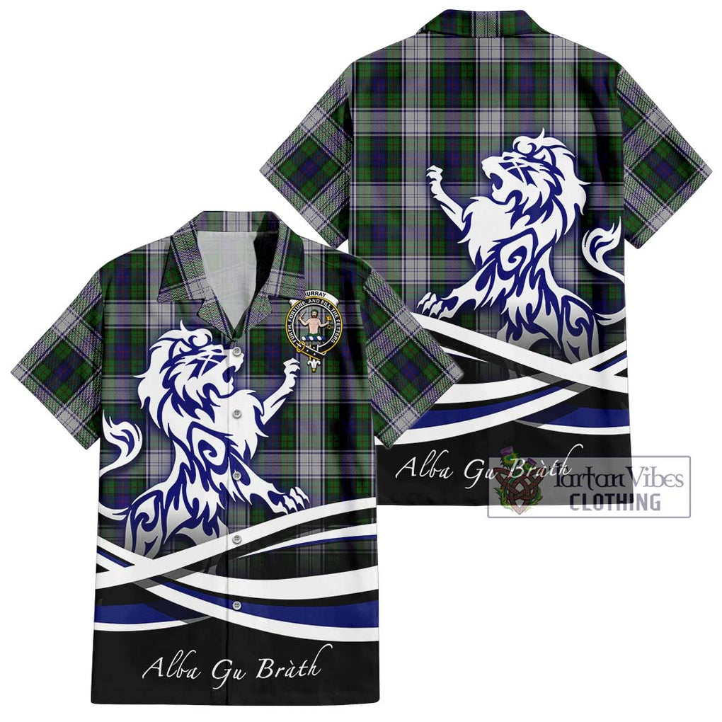 Murray of Atholl Dress Tartan Short Sleeve Button Shirt with Alba Gu Brath Regal Lion Emblem Kid - Tartanvibesclothing Shop