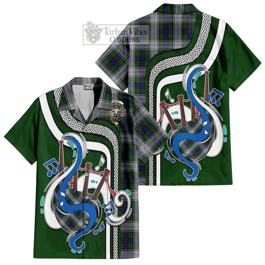 Murray of Atholl Dress Tartan Short Sleeve Button Shirt with Epic Bagpipe Style Kid - Tartanvibesclothing Shop