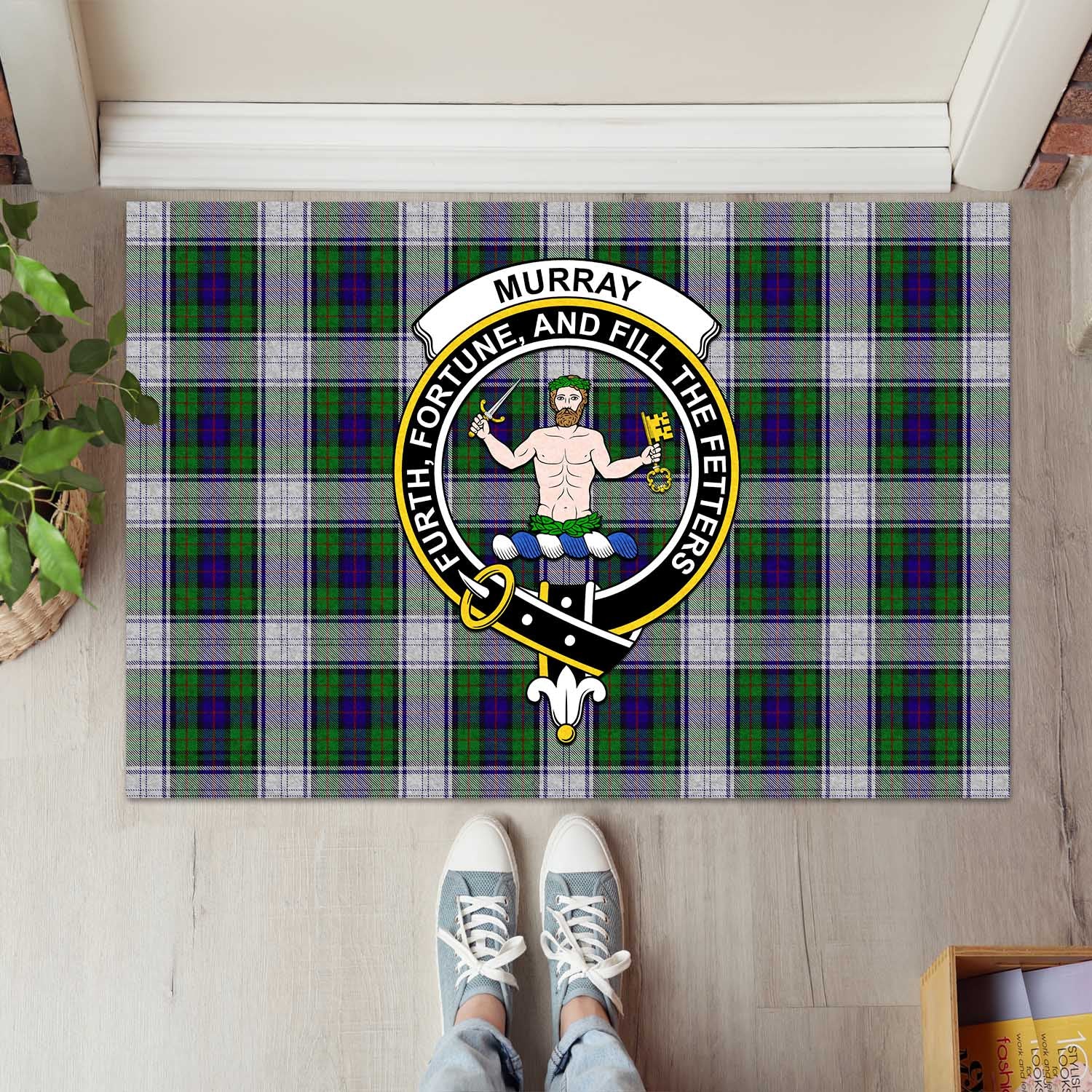 Murray of Atholl Dress Tartan Door Mat with Family Crest - Tartanvibesclothing