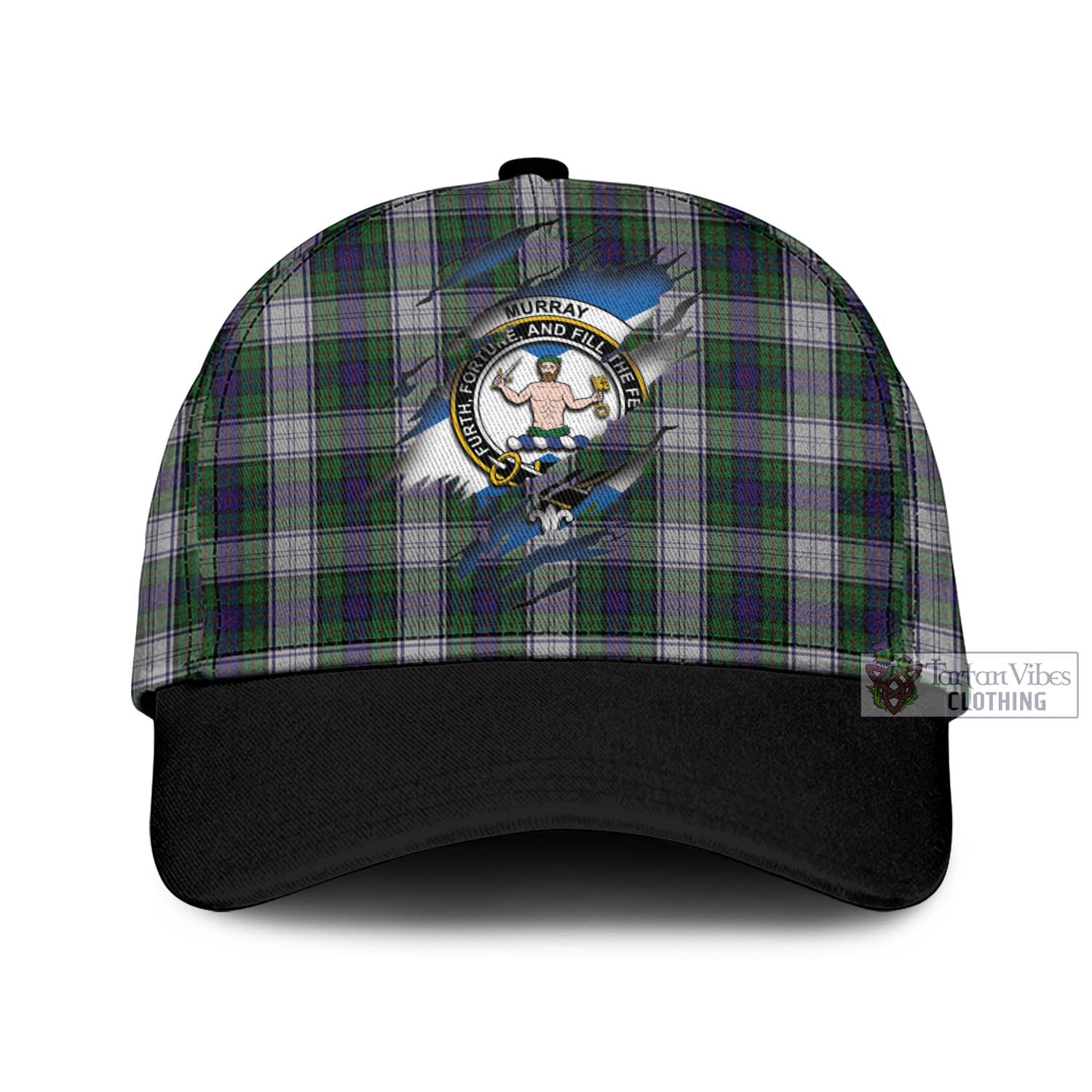 Tartan Vibes Clothing Murray of Atholl Dress Tartan Classic Cap with Family Crest In Me Style