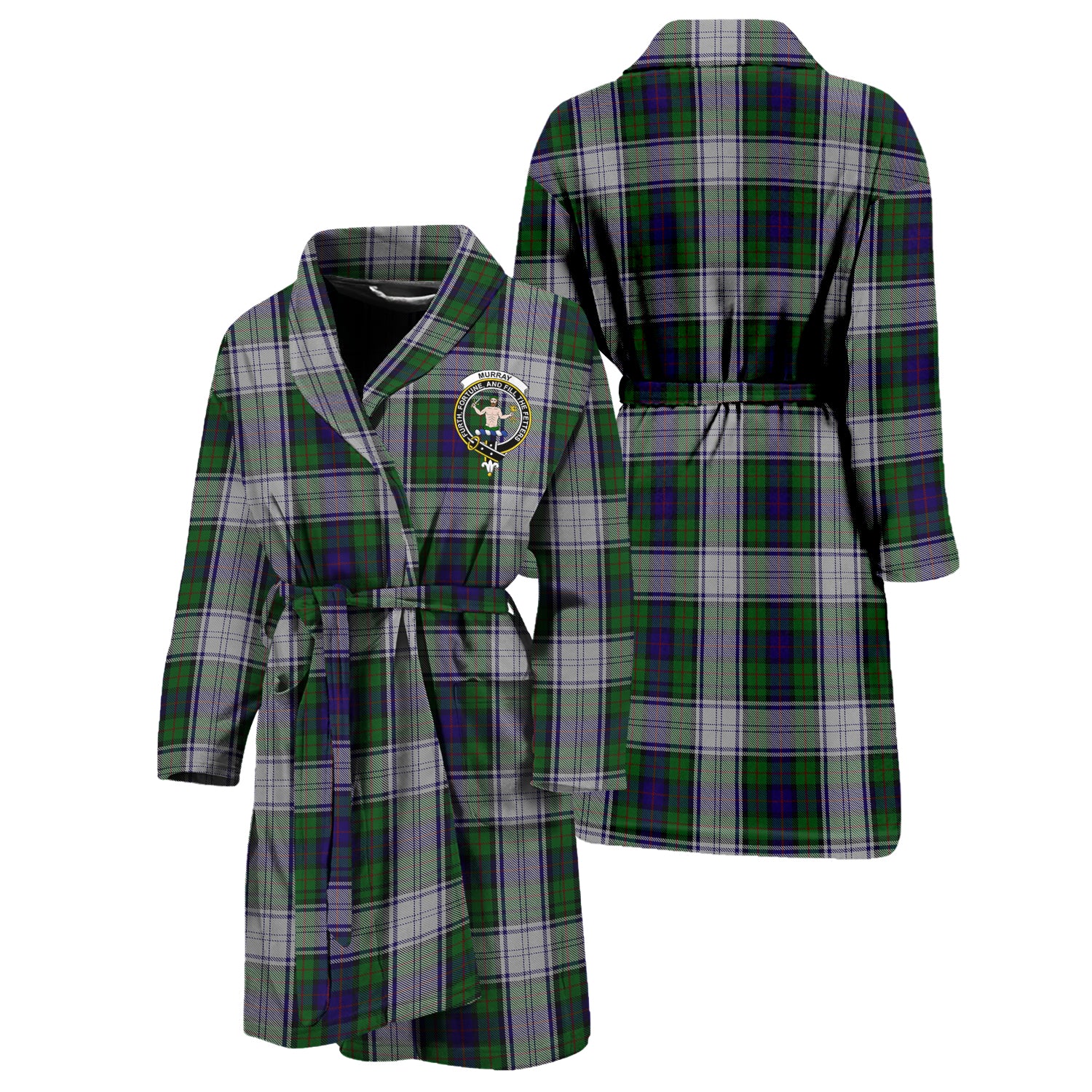 Murray of Atholl Dress Tartan Bathrobe with Family Crest Unisex S - Tartan Vibes Clothing