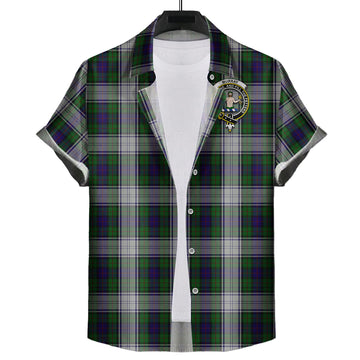 Murray of Atholl Dress Tartan Short Sleeve Button Down Shirt with Family Crest