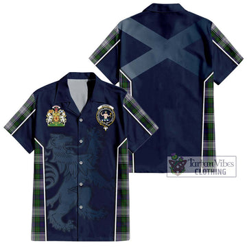 Murray of Atholl Dress Tartan Short Sleeve Button Shirt with Family Crest and Lion Rampant Vibes Sport Style