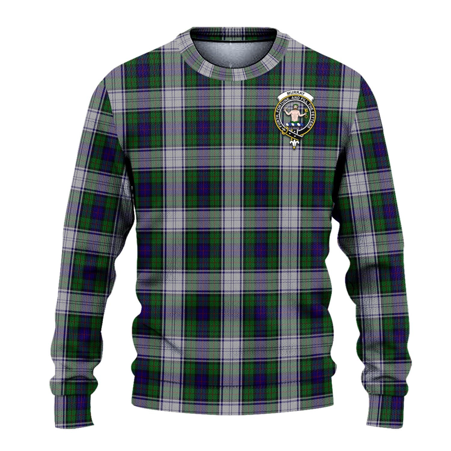 Murray of Atholl Dress Tartan Knitted Sweater with Family Crest - Tartanvibesclothing