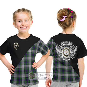 Murray of Atholl Dress Tartan Kid T-Shirt with Family Crest and Military Logo Style