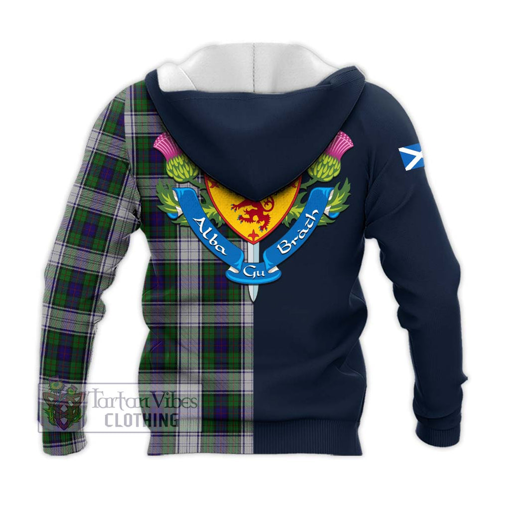 Tartan Vibes Clothing Murray of Atholl Dress Tartan Knitted Hoodie with Scottish Lion Royal Arm Half Style