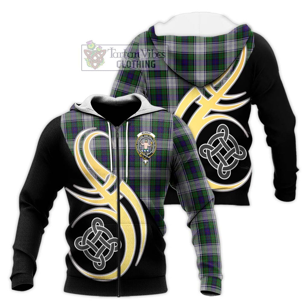 Murray of Atholl Dress Tartan Knitted Hoodie with Family Crest and Celtic Symbol Style Unisex Knitted Zip Hoodie - Tartan Vibes Clothing