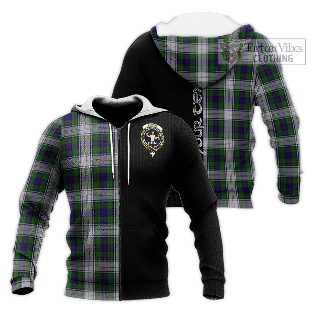 Murray of Atholl Dress Tartan Knitted Hoodie with Family Crest and Half Of Me Style Unisex Knitted Zip Hoodie - Tartanvibesclothing Shop