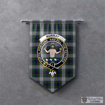 Murray of Atholl Dress Tartan Gonfalon, Tartan Banner with Family Crest