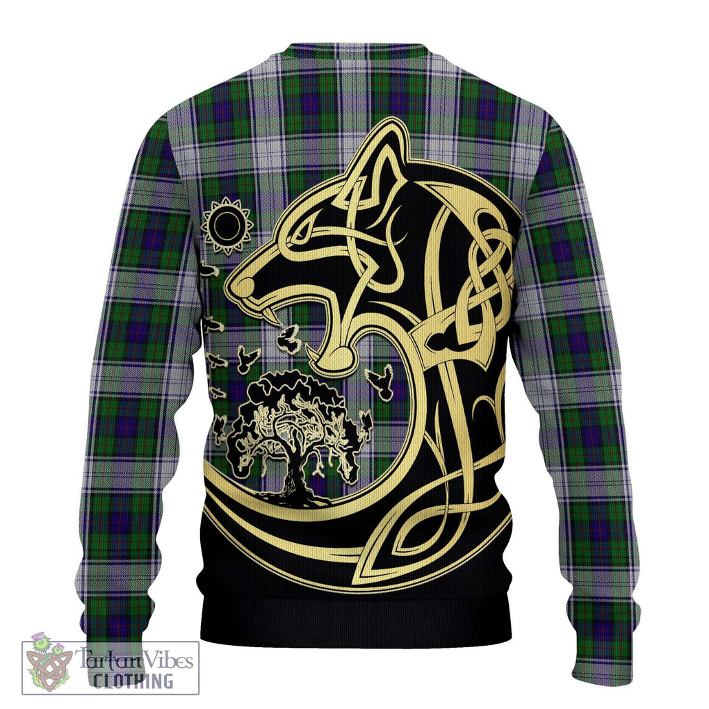 Murray of Atholl Dress Tartan Knitted Sweater with Family Crest Celtic Wolf Style - Tartan Vibes Clothing