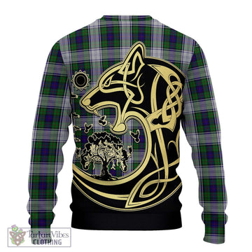 Murray of Atholl Dress Tartan Ugly Sweater with Family Crest Celtic Wolf Style