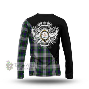 Murray of Atholl Dress Tartan Long Sleeve T-Shirt with Family Crest and Military Logo Style