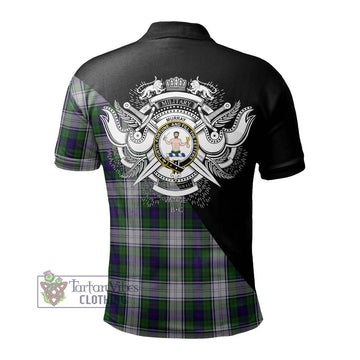 Murray of Atholl Dress Tartan Polo Shirt with Family Crest and Military Logo Style